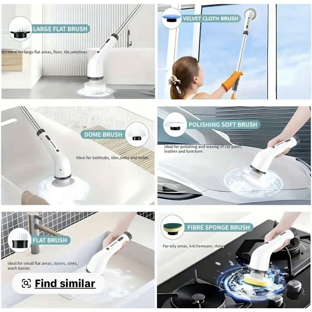 8-in-1 Electric Cleaning Brush Cordless USB-C Rechargeable Scrubber New - Picture 9 of 10